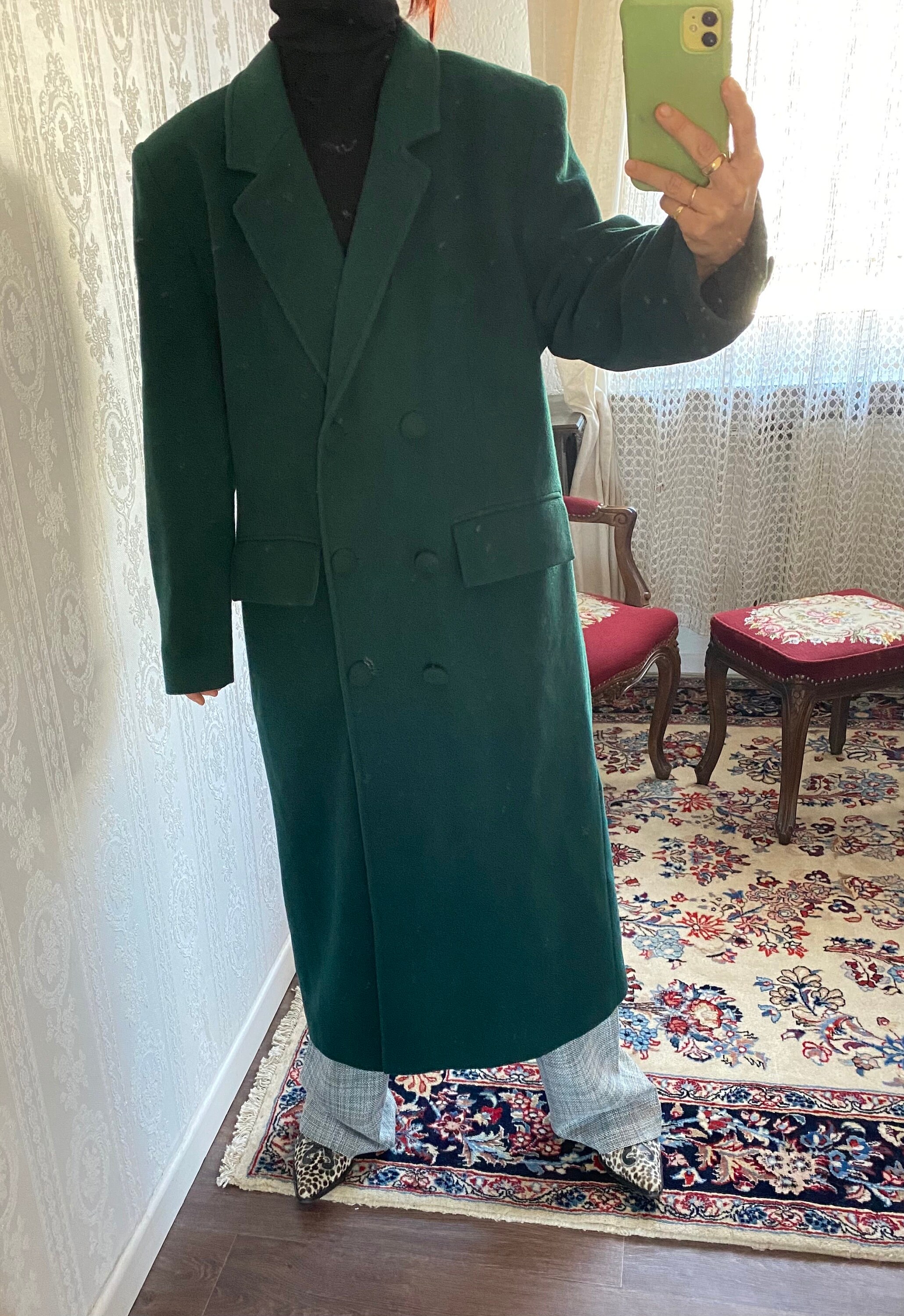 Vintage Forest Green Double Breasted Cashmere Blend Coat/ M - Etsy