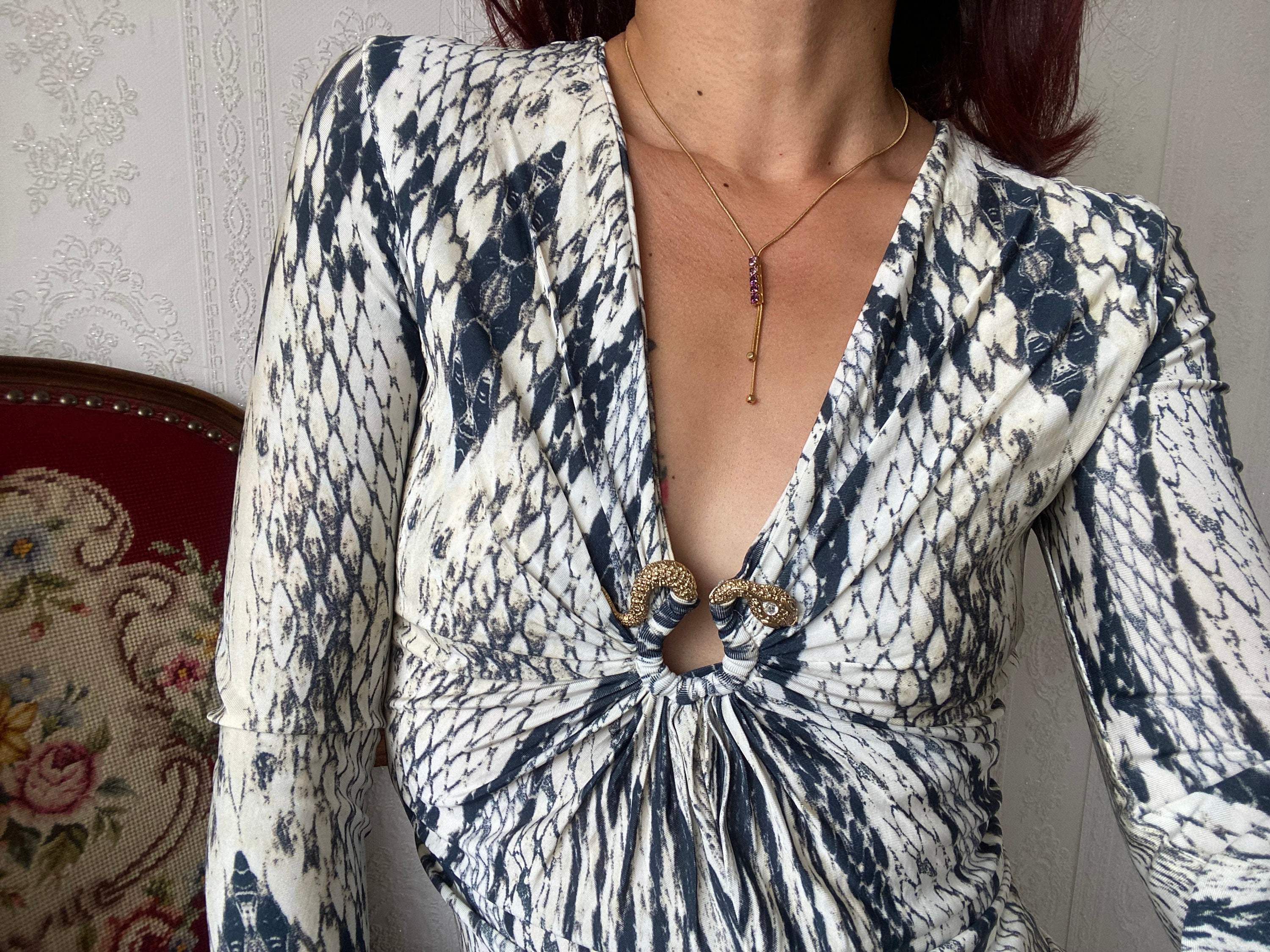 Vintage Roberto Cavalli Snakeskin print Dress/ S