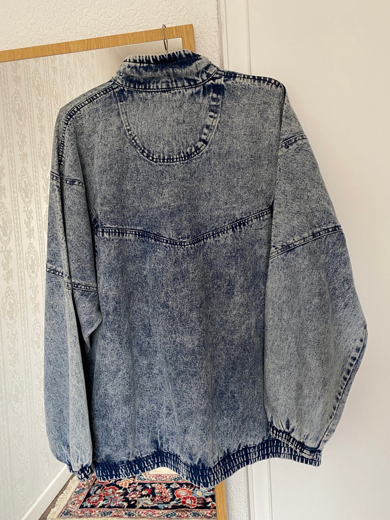 Vintage Unisex High Neck Acid Wash Oversized Denim Pullover / L 3XL Bild 10