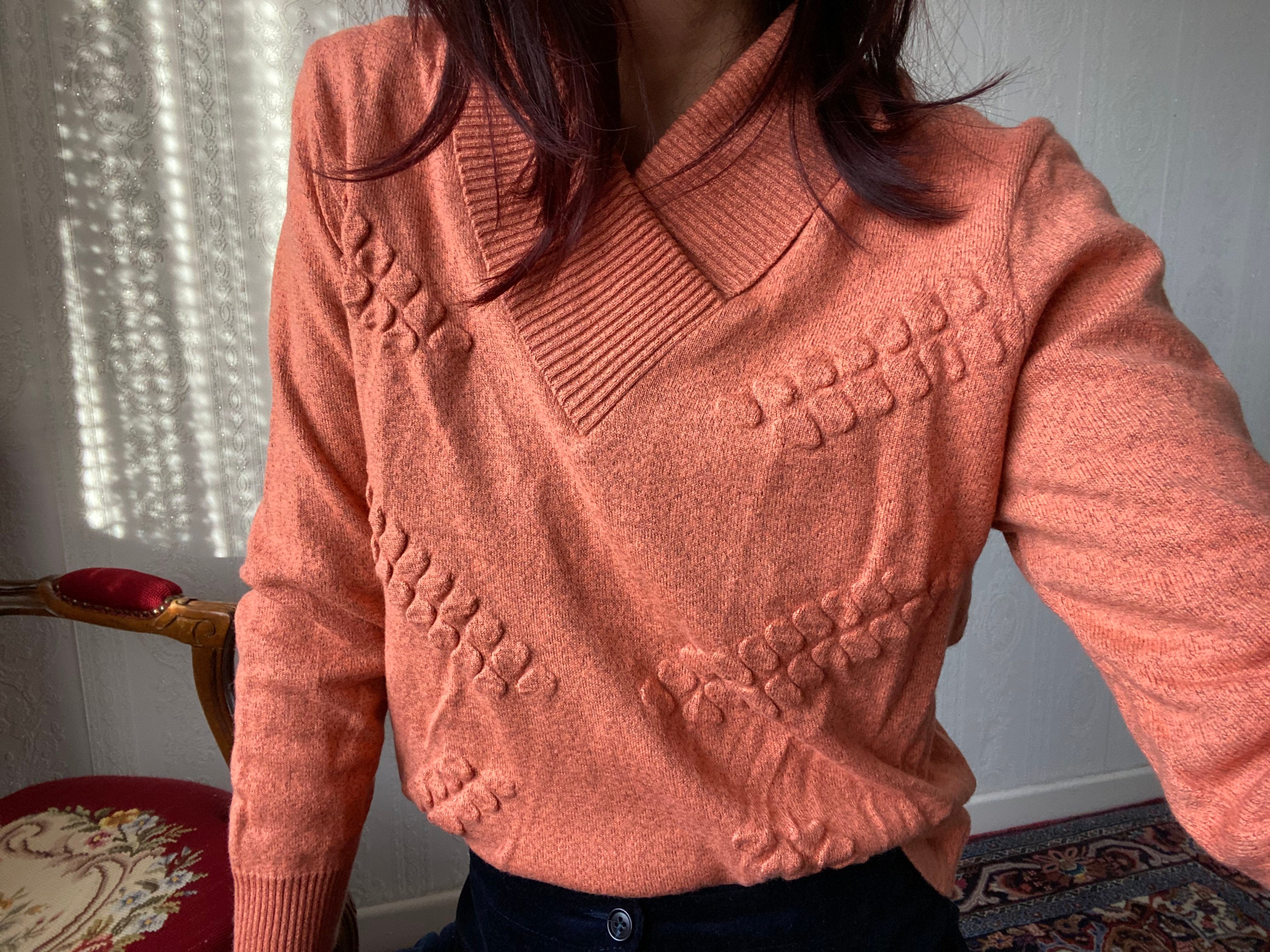 Coral Knit Sweater - Etsy