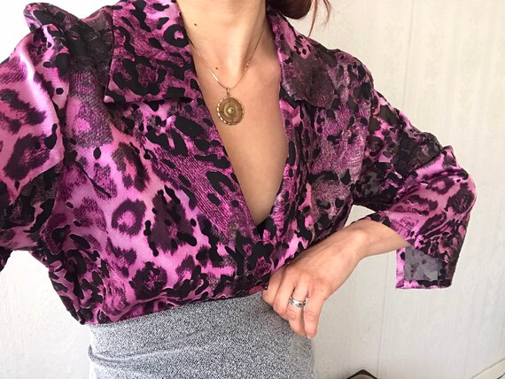 Vintage semi-sheer Quarter Sleeve purplish-Pink Bl
