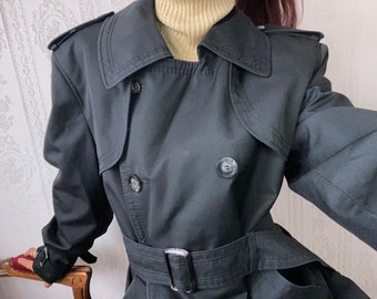 Trenchcoat matelassé noir vintage/ L