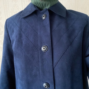 Vintage Blue faux Suede Trench Coat/ M