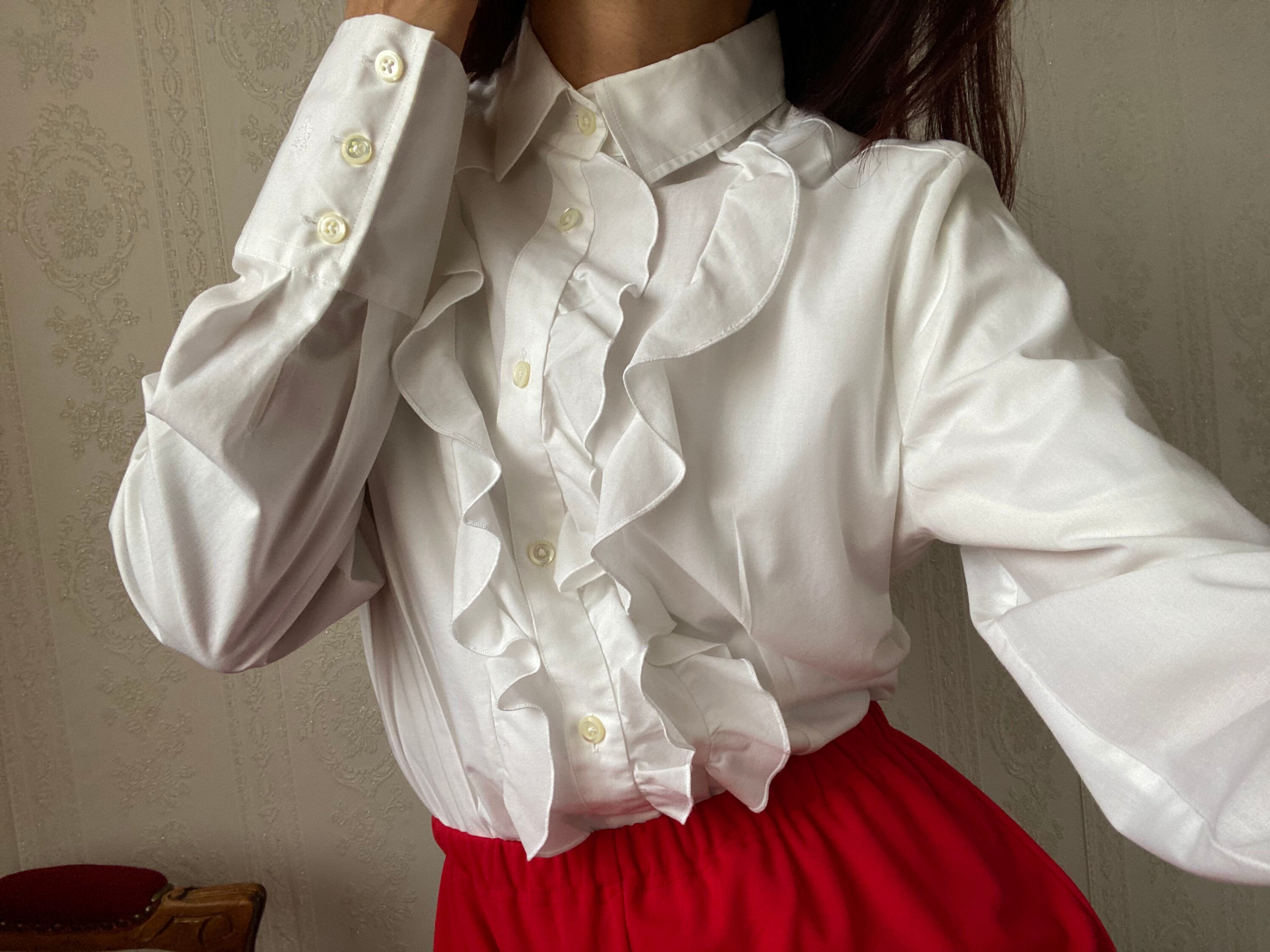 formal white blouses with ruffles