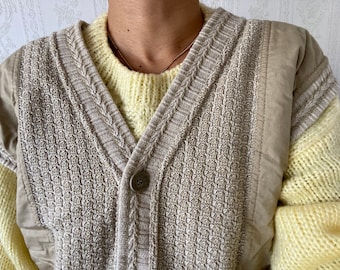 Vintage Unisex Beige Knit Vest/ Summer Jumper/ L - XL