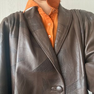 Veste en cuir marron vintage/ Manteau/ M - L