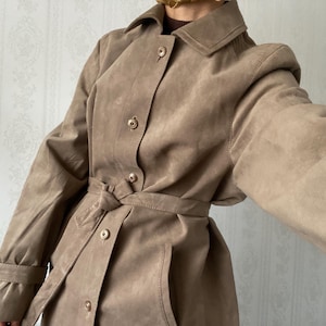 Vintage beige faux Suede Coat/ M - L