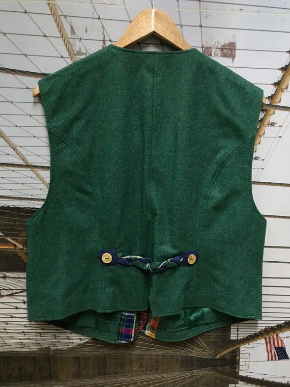 Vintage Forest Green fleece Wool Vest/ Waistcoat/… - image 9