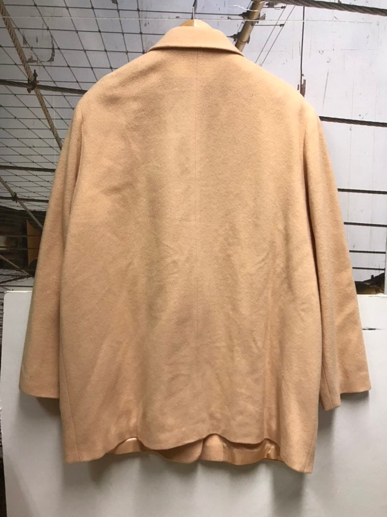 Vintage Wool Cashmere Blend Powder Apricot Coat Jacket M XL