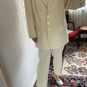 Vintage Beige Gingham High Waisted Pant Suit/ petite XXL image 4