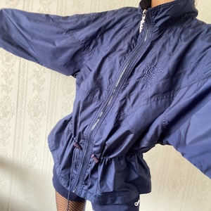 Vintage Head Navy Blue drawstring Windbreaker/ M - L