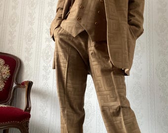 Tailleur pantalon 3 pièces en laine unisexe Gianni Versace/P à L