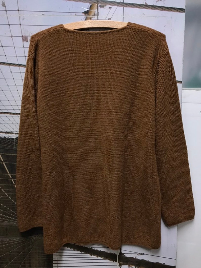 Vintage Chestnut Brown V-Neck Wool blend Knit Blouse Shirt Top Pullover Sweater Sweatshirt S L