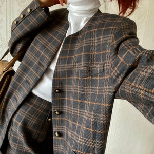 Vintage plaid wool Skirt Suit/ L