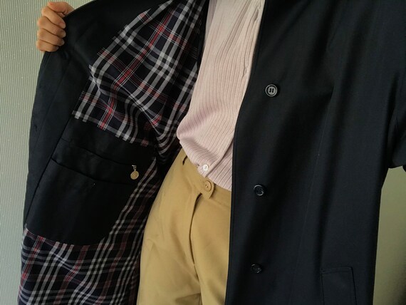Vintage Navy Blue Trench Coat/ tall M - L