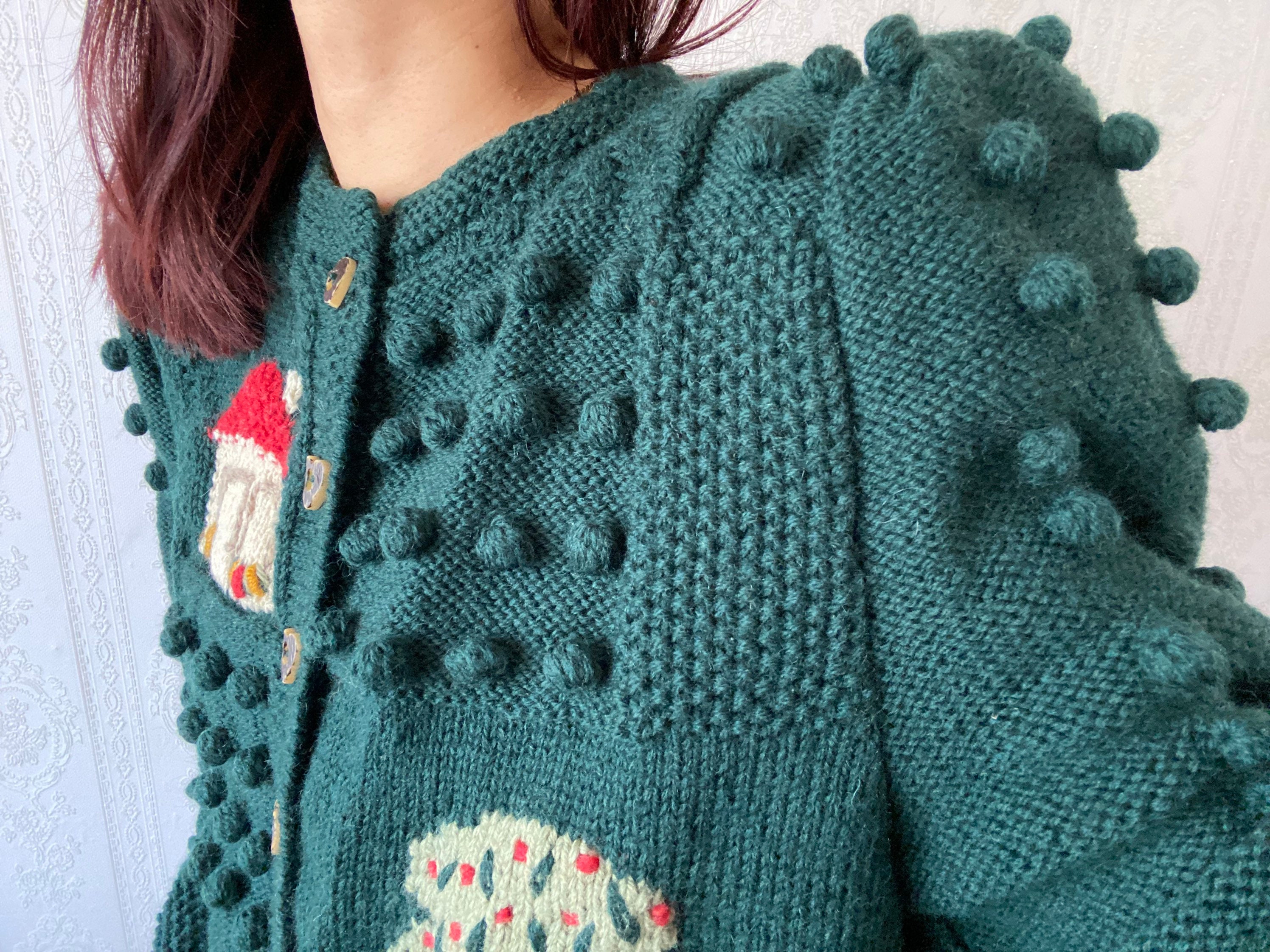 Vintage Hand Knit Cardigan/ Sweater/ L - Etsy