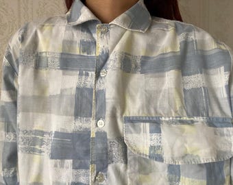 Camisa unisex vintage de manga corta con estampado pastel, tallas M - L