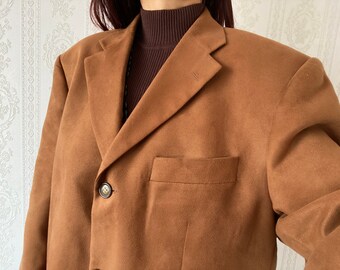 Vintage Unisex Brown faux Suede Blazer/ L - XL