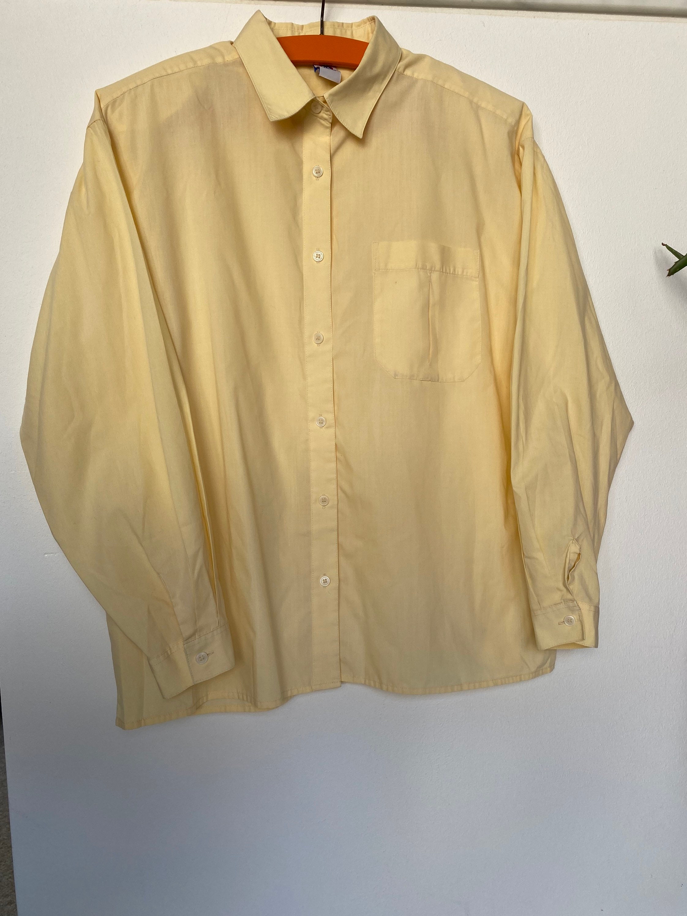 Vintage Lemon Cream Cotton Blend Long Sleeve Shirt/ 3XL 4XL - Etsy