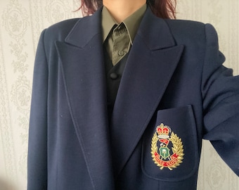 Vintage Wool blend Navy Blue double breasted Jacket/ M - L