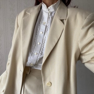 Vintage Beige Gingham High Waisted Pant Suit/ petite XXL image 6