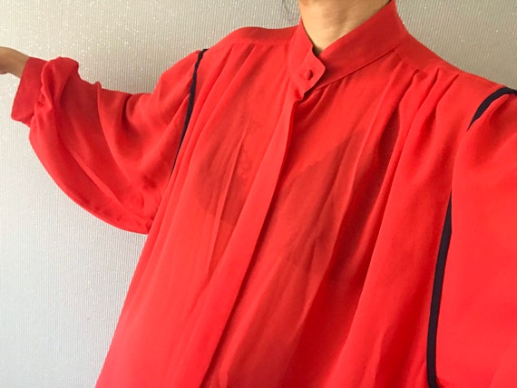 Vintage Sheer Strawberry Red Dress/ Shirt-Dress/ N
