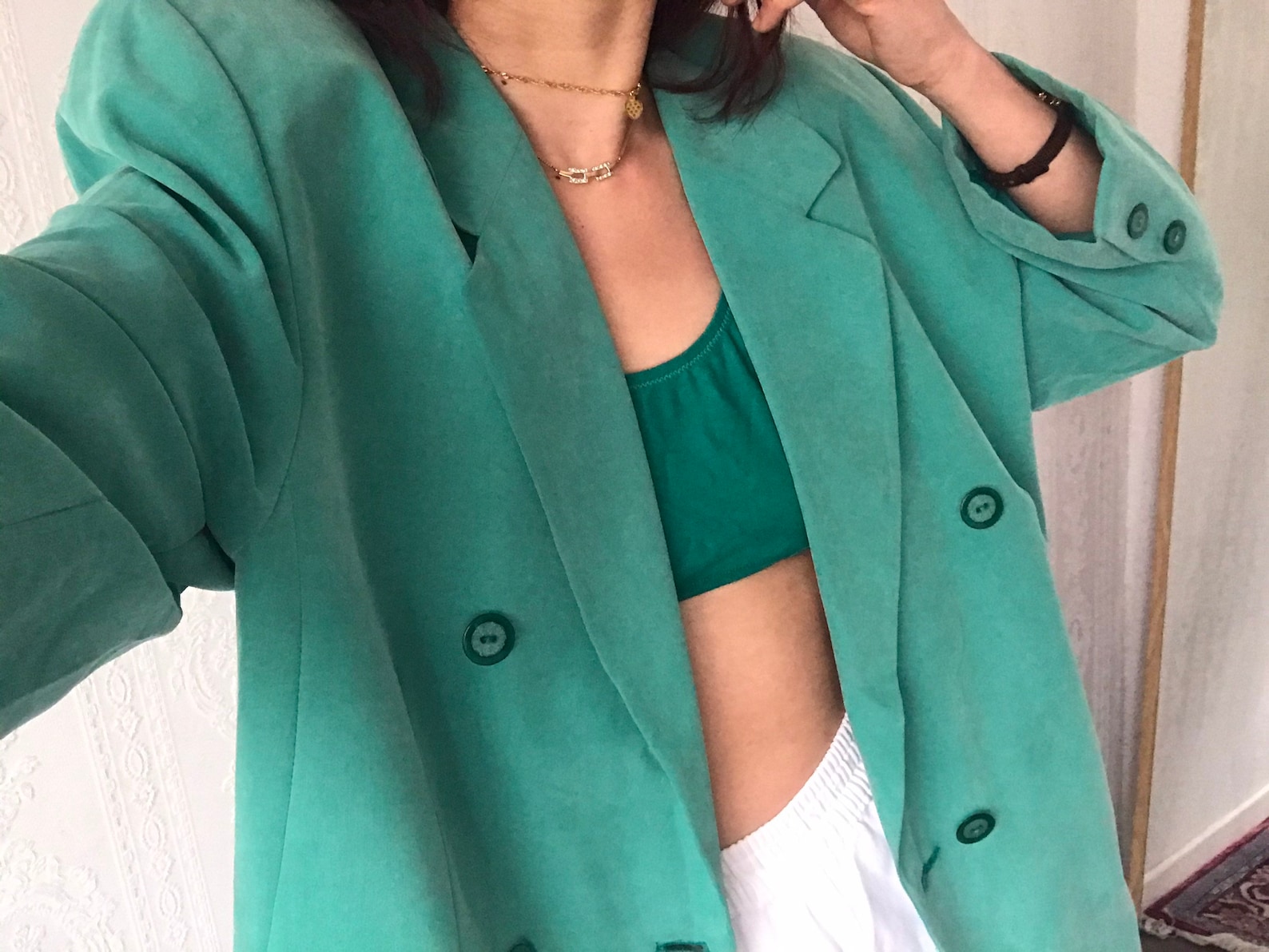 Etsy vintage washed-Green double breasted Blazer, £49.93