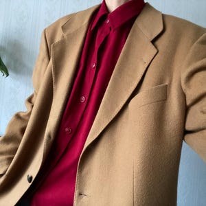 Vintage Unisex Camel Beige Cashmere blend Blazer/ Jacket/ L