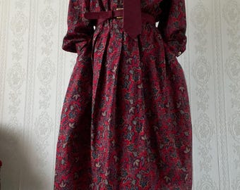 Vintage Red Wool blend Floral Dress/ XL - XXL