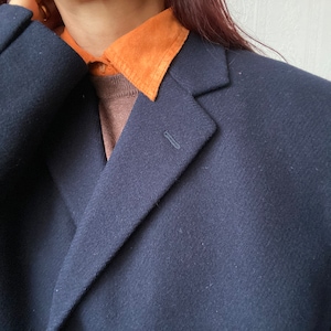 Vintage Unisex Navy Blue Wool midi Coat/ M - L