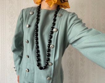 Vintage ash Green Long Sleeve Wool Dress/ M - L