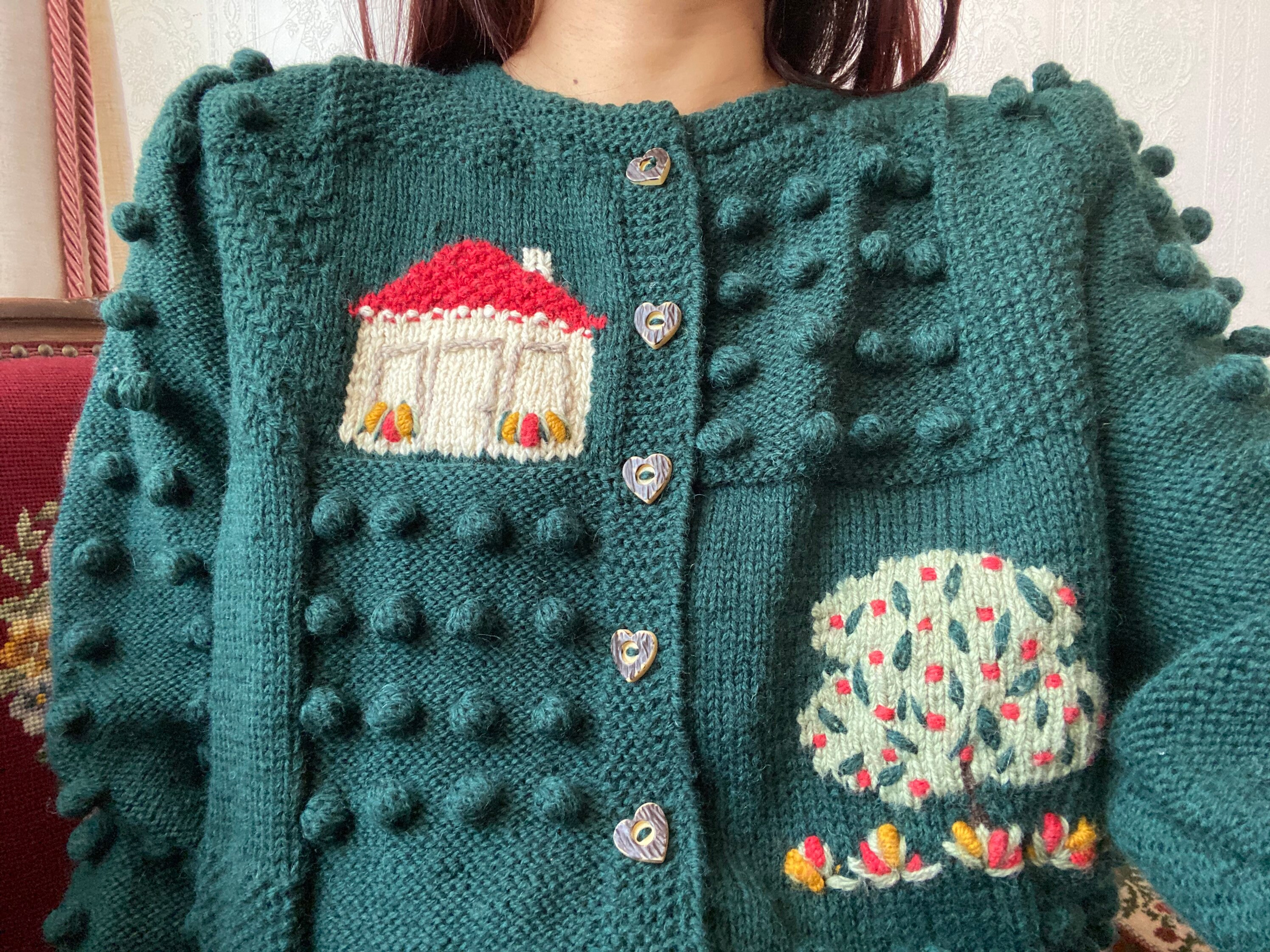 郵送買取 新品5台以上送料無料キャンペーン中！！  Vintage Hand Knit Cardigan/ Sweater/ L - Etsy カーディガン