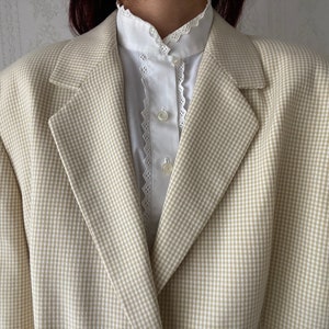 Vintage Beige Gingham High Waisted Pant Suit/ petite XXL image 5