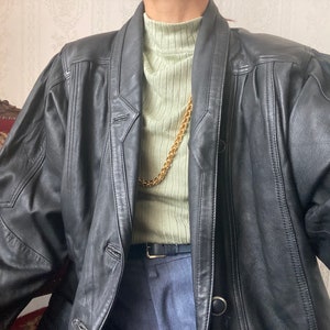 Veste en cuir noire Pierre Cardin vintage/ L - XL