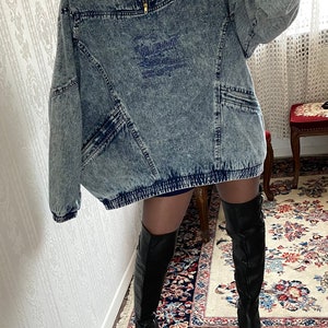 Vintage Unisex High Neck Acid Wash Oversized Denim Pullover / L 3XL Bild 3