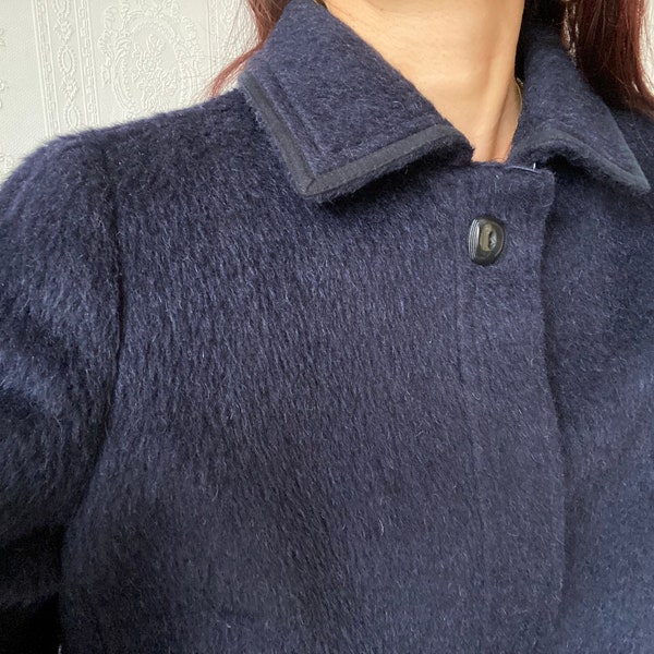 vintage minuit Bleu Mohair Wool Coat/ M - petite L