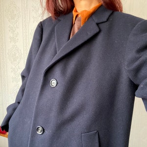 Vintage Unisex Navy Blue Wool midi Coat/ M - L