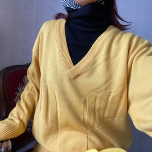 Vintage Yellow Wool blend Pullover/ L - XL