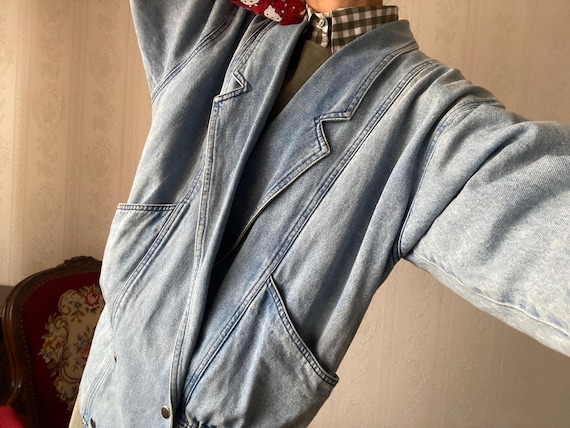 Vintagw double breasted drop waist Denim Jacket/ S - M