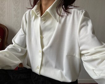 Vintage White long Sleeve Blouse/ Shirt/ L - XL