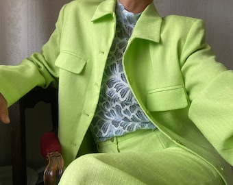 Vintage Lime Green Pant Suit/ L