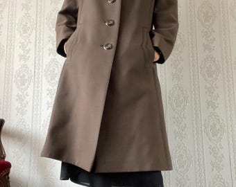 Vintage Taupe Für Collar Wool Coat/ M