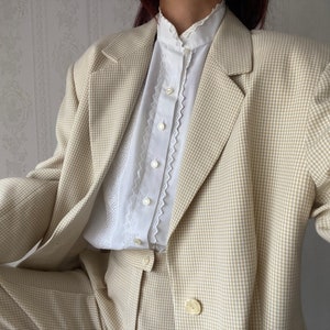 Vintage Beige Gingham High Waisted Pant Suit/ petite XXL image 7