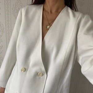 Vintage White double breasted Blazer/ M - petite L