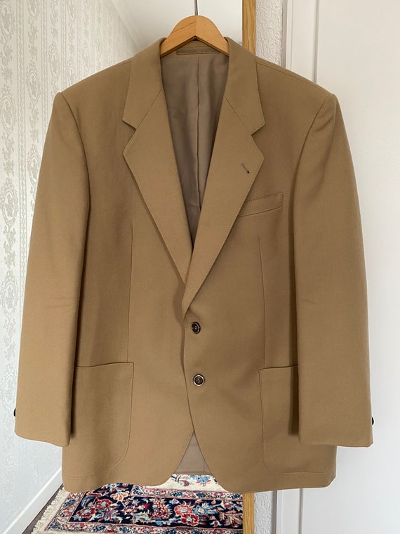Vintage Unisex Khaki Beige Wool Blazer/ Jacket/ S… - image 8