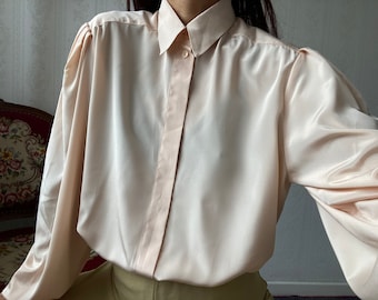 Vintage champagne rose Blouse/ Shirt / M - L
