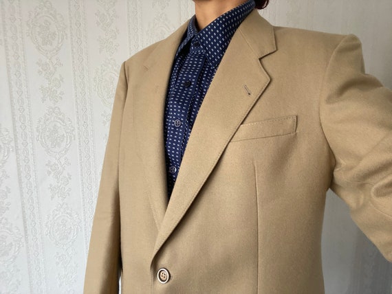 Vintage Unisex Khaki Beige Wool Blazer/ Jacket/ S… - image 7