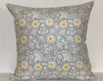 Flowers cushion cover, ice blue