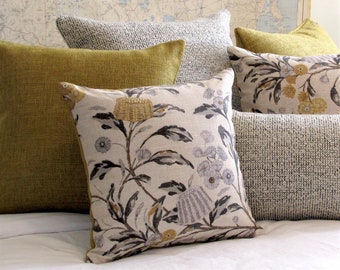 Made to order Hinterland Natural linen cushion cover, Australian botanical