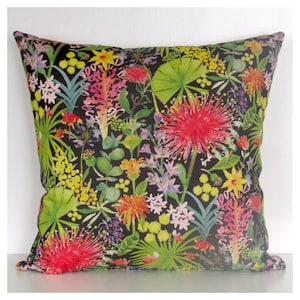 wildflower bloom cushion cover, linen/cotton with velvet reverse, Australian botanical